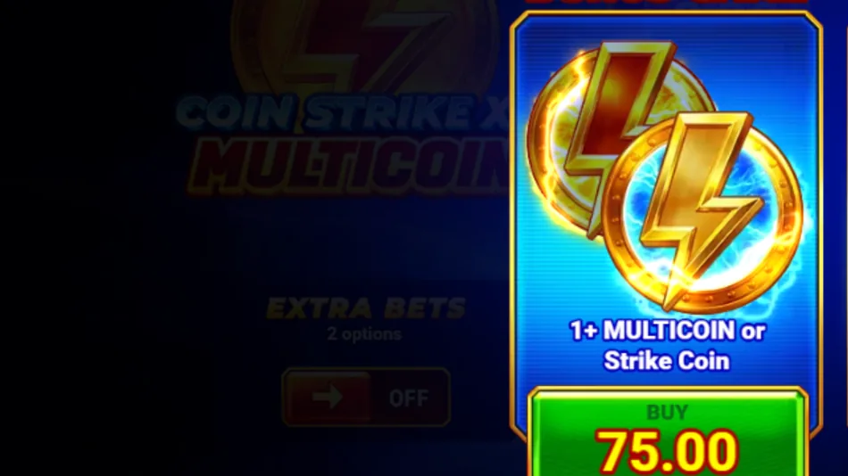 Buy Bonus Game purchase confirmation screen for 75x total bet