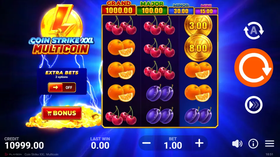 Strike Coin collecting coin values from the reels in Coin Strike XXL Multicoin